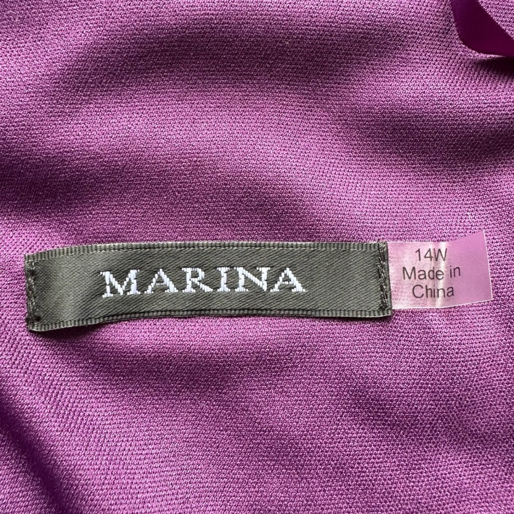 Marina Sheath Dress Size 14 Purple Floral Lace Sequin Embellishments V-Neck - Picture 8 of 10